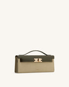 Bria Faux Suede Structured Top Handle Bag - Dark Olive