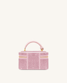 Cleo Artificial Crystal Box Shape Top Handle Bag - Pink