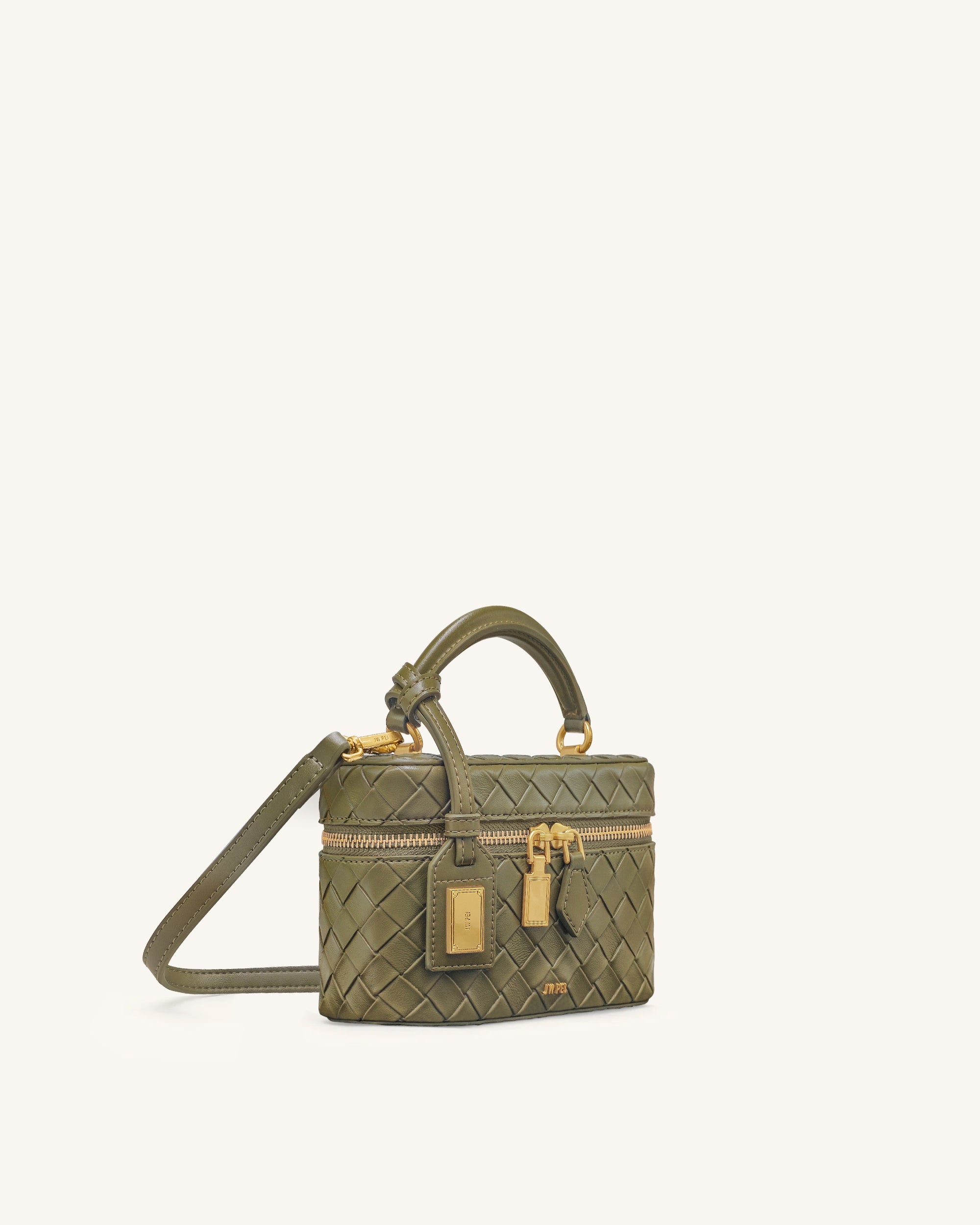 Cleo Woven Texture Box Shape Top Handle Bag - Olive Green | JW PEI