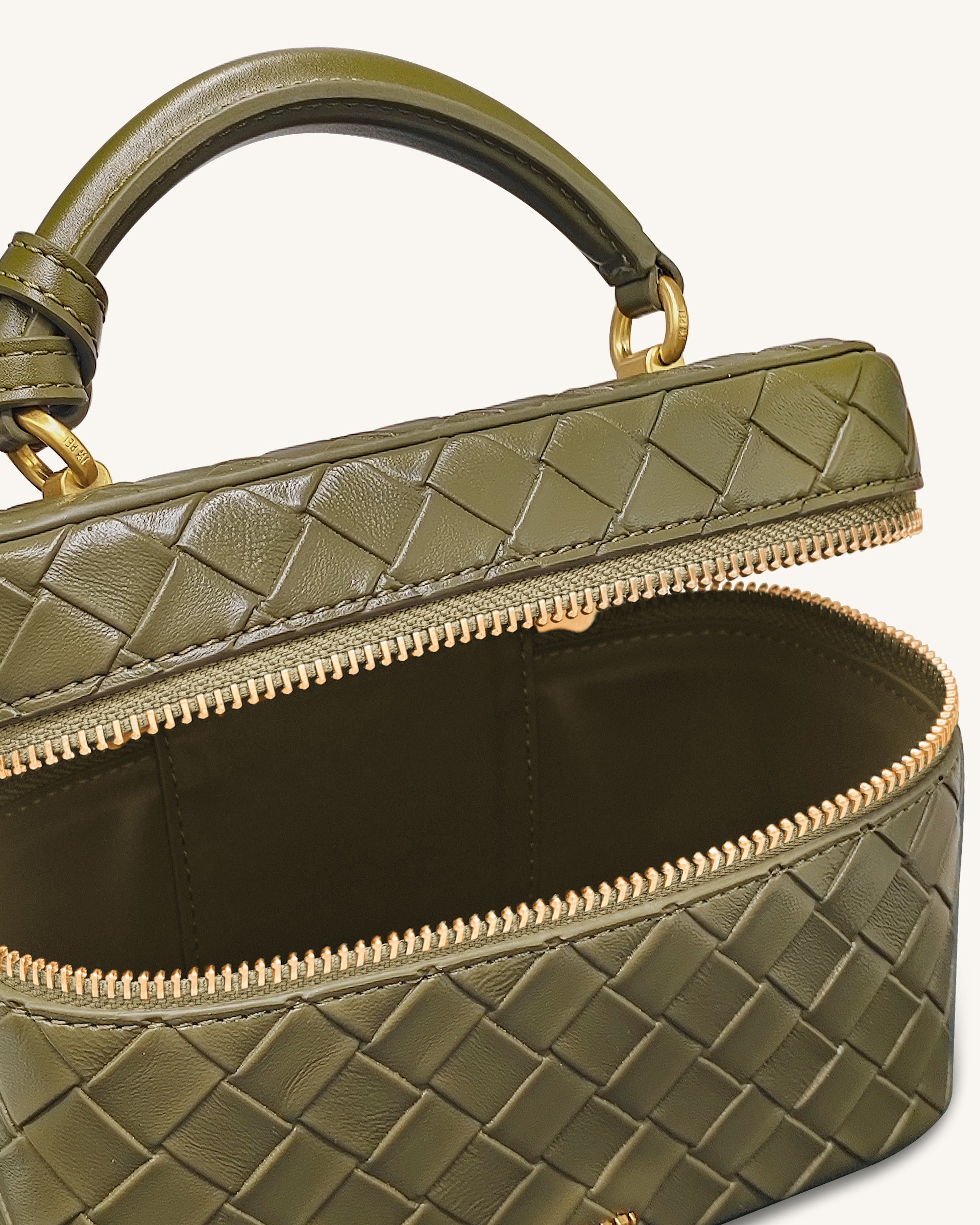 Cleo Woven Texture Box Shape Top Handle Bag - Olive Green | JW PEI