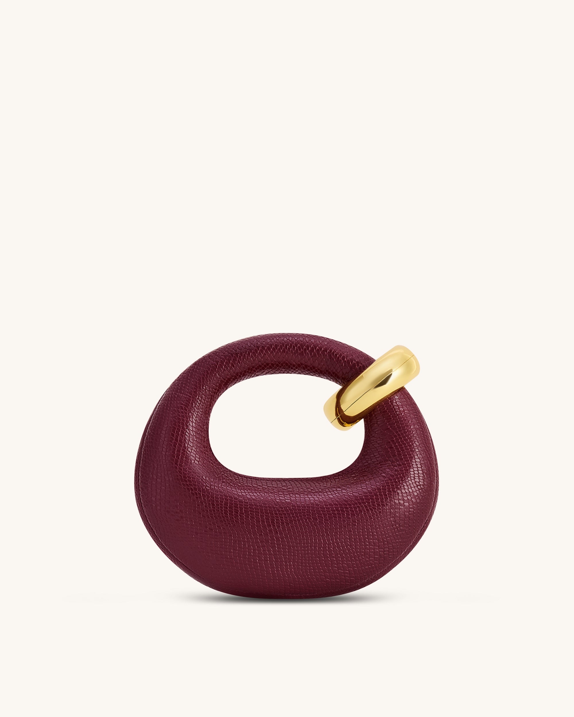 Abacus Faux Snake-Effect Mini Top Handle Bag - Burgundy | JW PEI