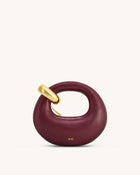 Abacus Faux Snake-Effect Mini Top Handle Bag - Burgundy