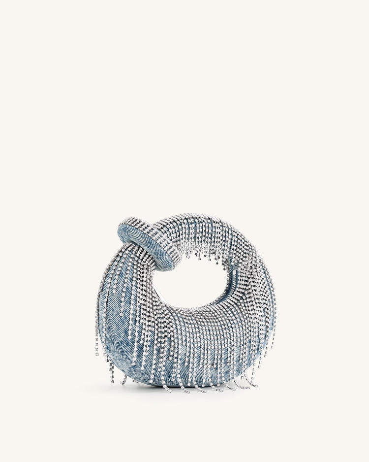 Abacus Satin Artificial Crystal Mini Top Handle Bag
