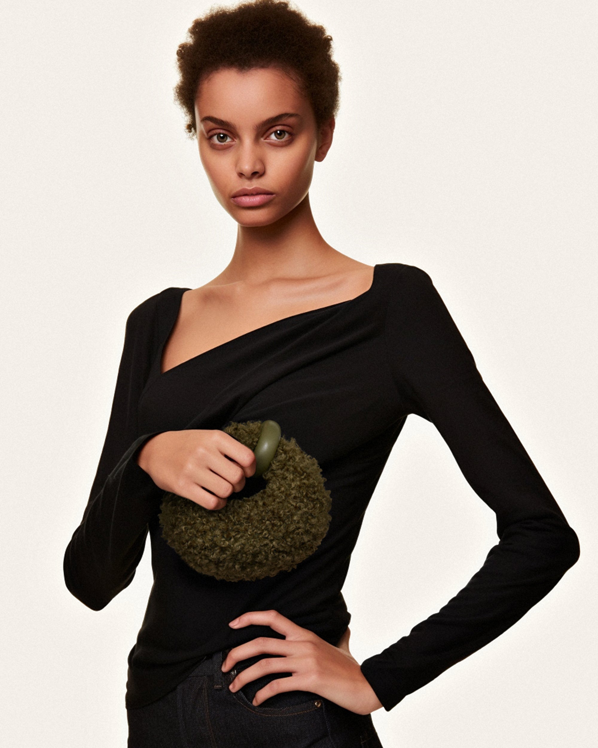 Faux fur handle bag shop