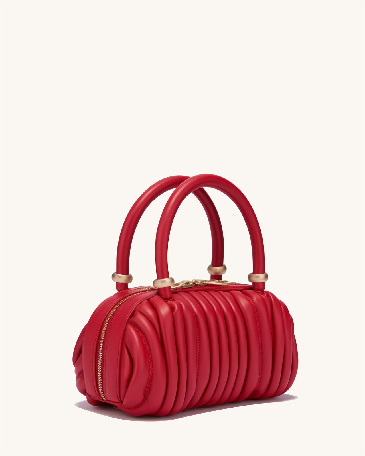 Khloe Ruched Top Handle Bag - Red