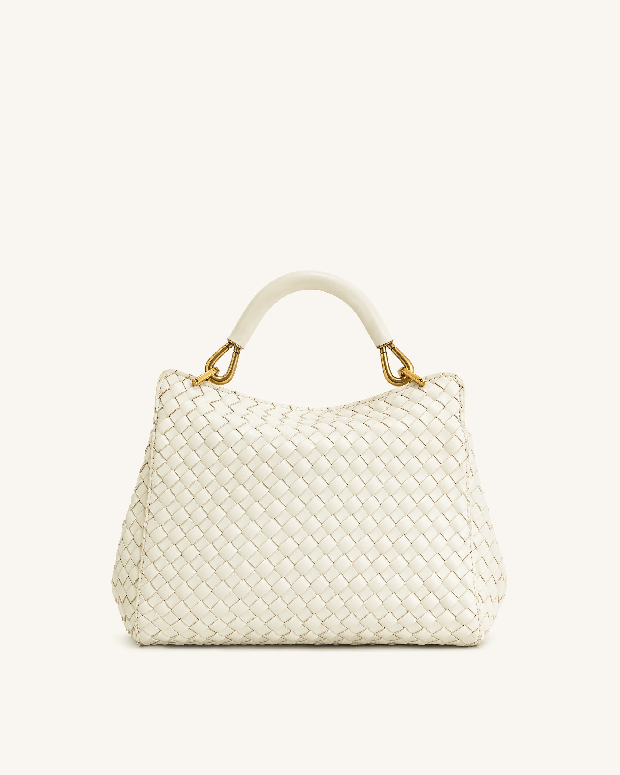 Lucia Classic Top Handle Woven Bag - White | JW PEI