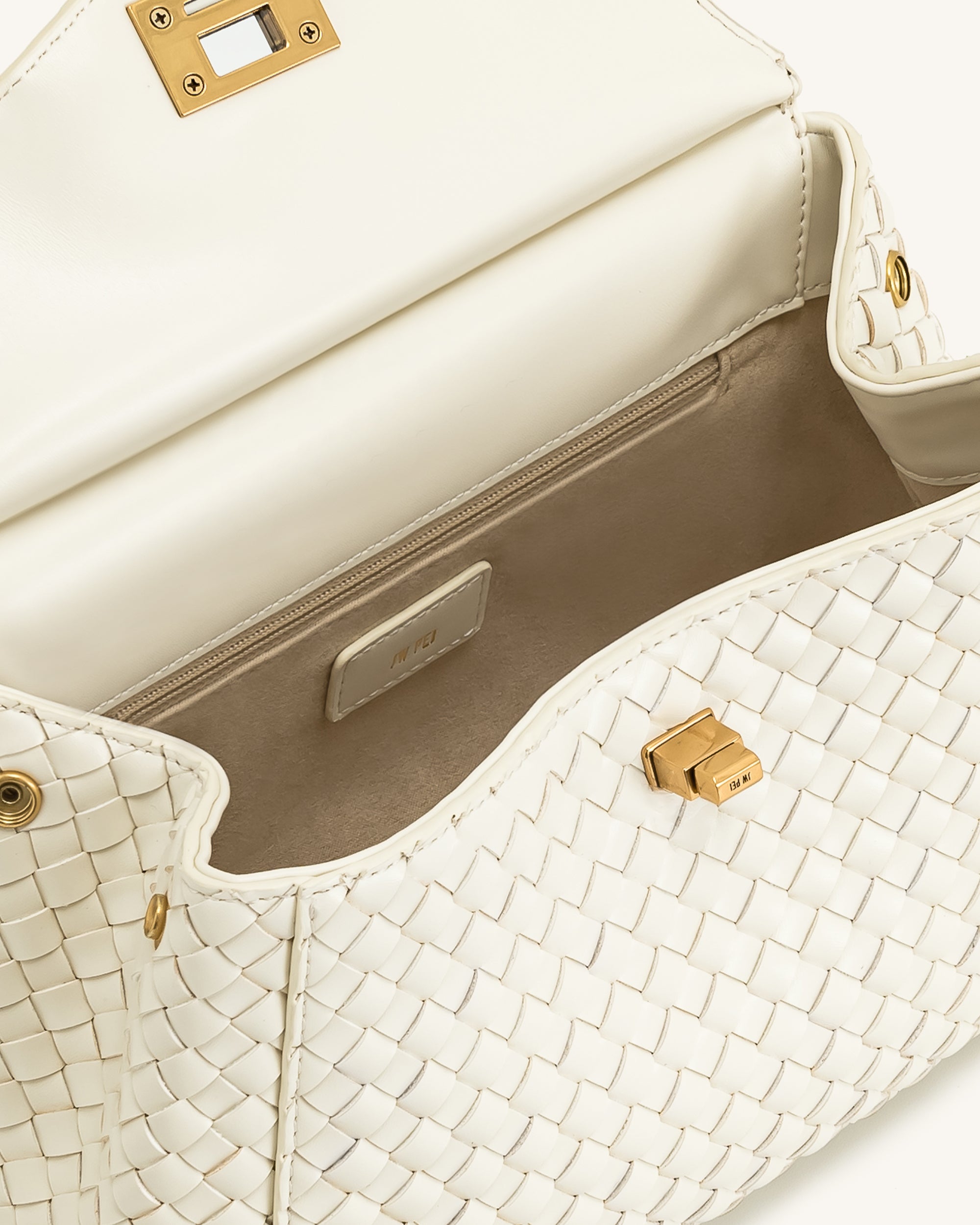 Lucia Classic Top Handle Woven Bag - White | JW PEI