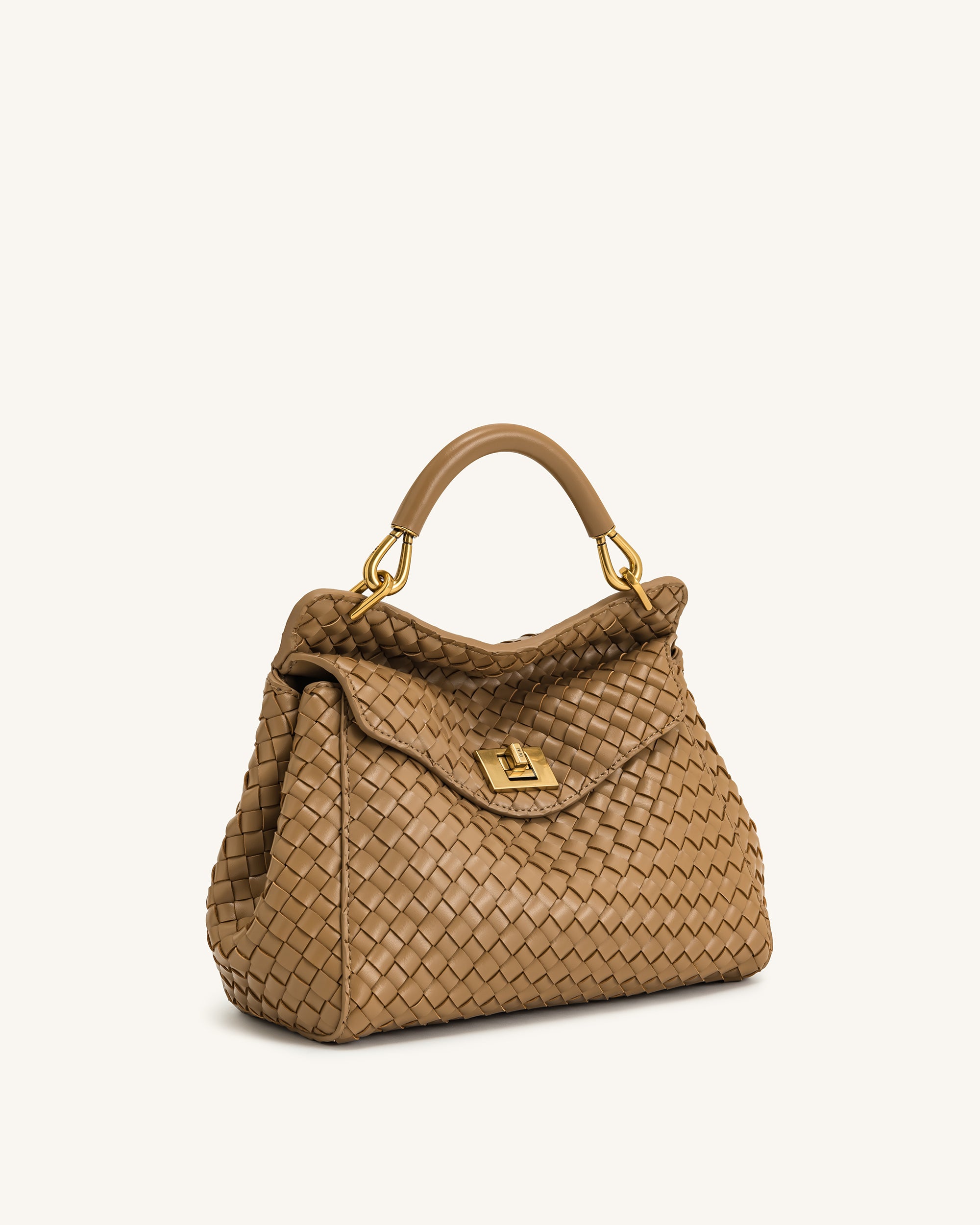 JW PEI Lucia クラシックトップハンドルバッグ 2WAY編み物 網 Lucia Classic Top Handle Woven Bag - Black | JW PEI