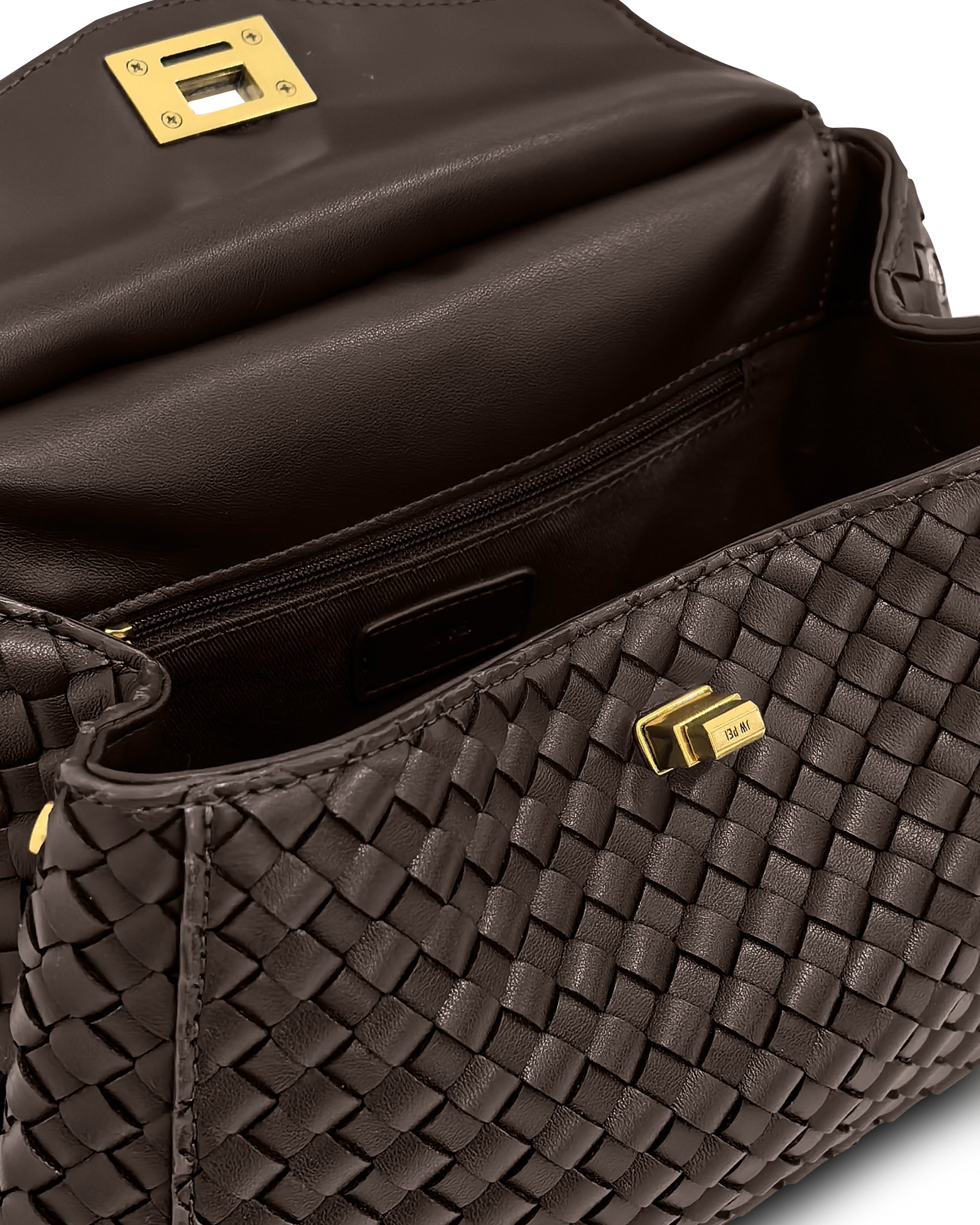 Lucia Classic Top Handle Woven Bag - Dark Brown