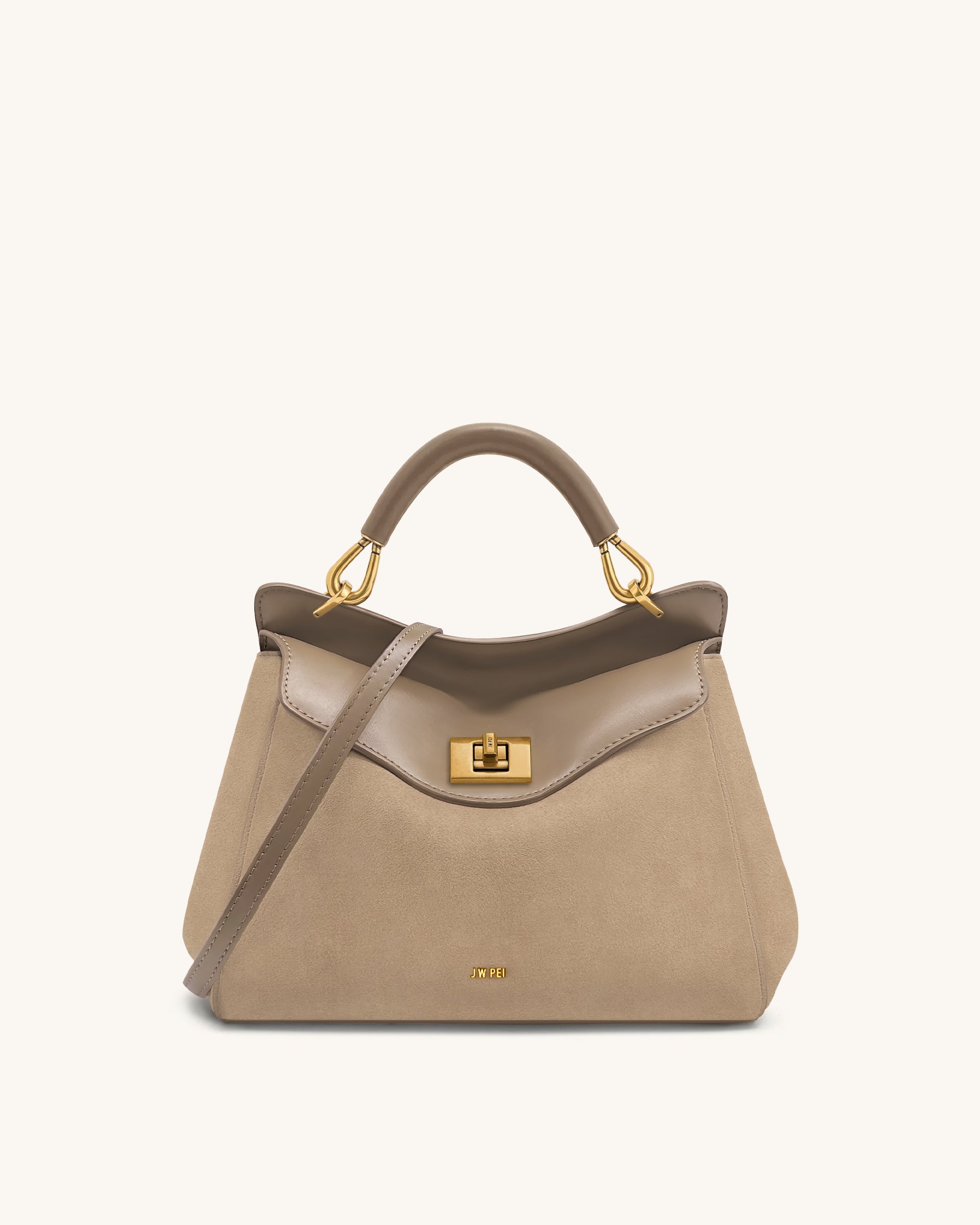 Lucia Classic Faux Suede Top Handle Bag - Taupe | JW PEI