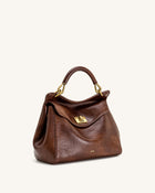 Lucia Classic Top Handle Bag - Coffee Brown