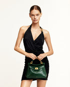 Lucia Classic Top Handbag - Green Croc