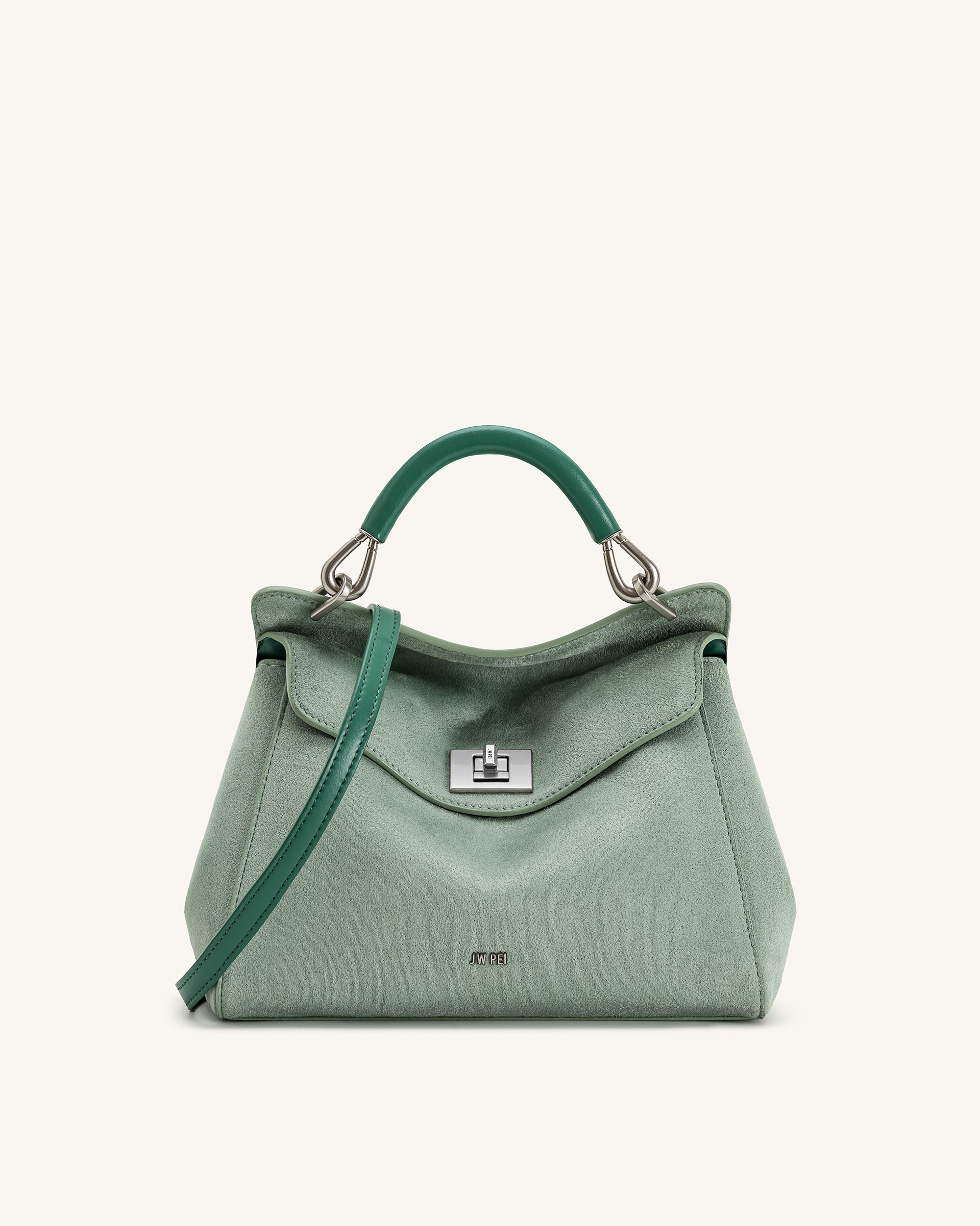 ルーシーアトウェル Lucia Classic Faux Suede Top Handle Bag - Matcha Green | JW PEI