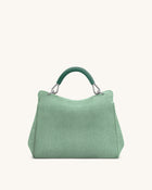 Lucia Classic Faux Suede Top Handle Bag - Matcha Green