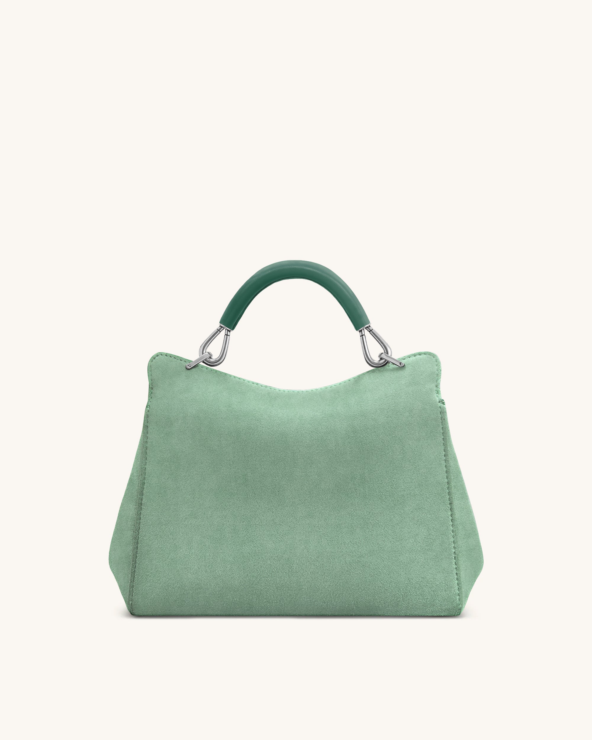 Lucia Classic Faux Suede Top Handle Bag - Matcha Green