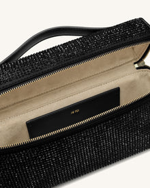 Thea Artificial Crystal Top Handle Bag - Black