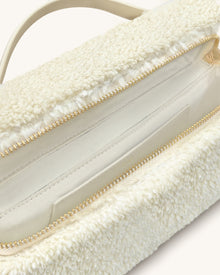 Thea Faux Fur Top Handle Bag - Cream