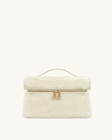 Thea Faux Fur Top Handle Bag - Cream