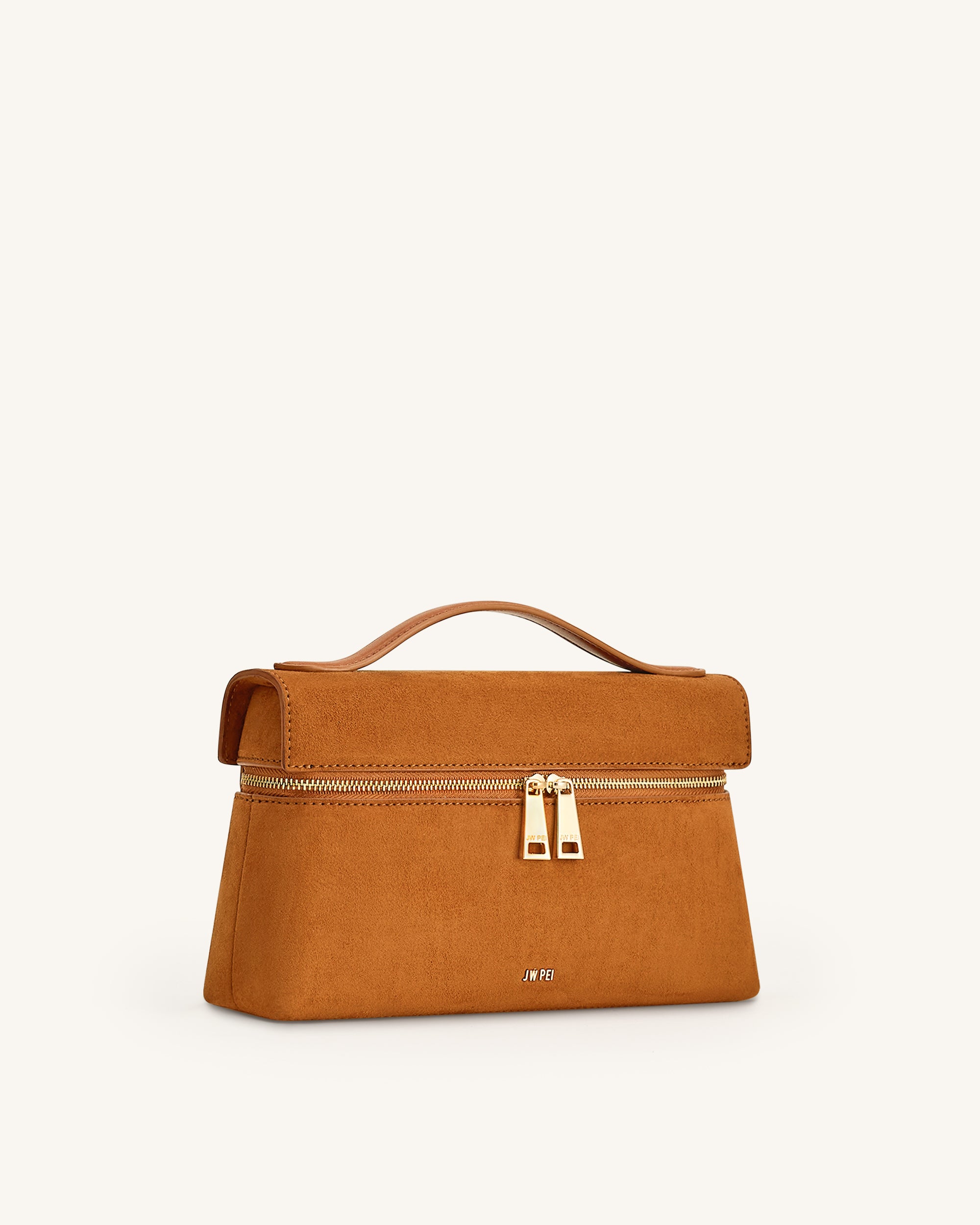 Thea Faux Suede Top Handle Bag - Camel | JW PEI