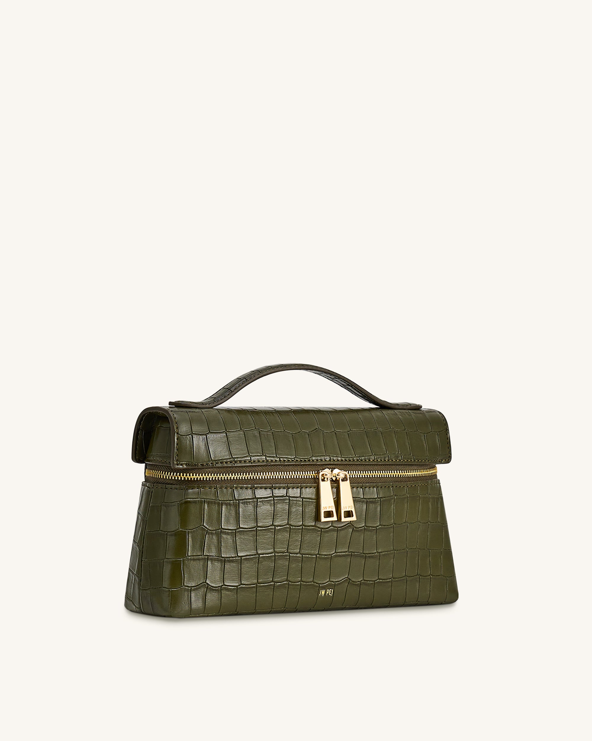Thea Croc-Embossed Top Handle Bag - Olive Green | JW PEI