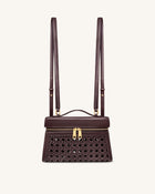 Thea Large Woven Top Handle Bag - Dark Red