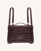 Thea Large Woven Top Handle Bag - Dark Red