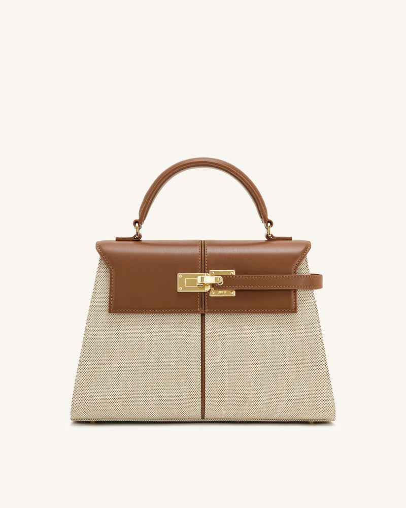 Elise Large Top Handle Bag - Brown Canvas