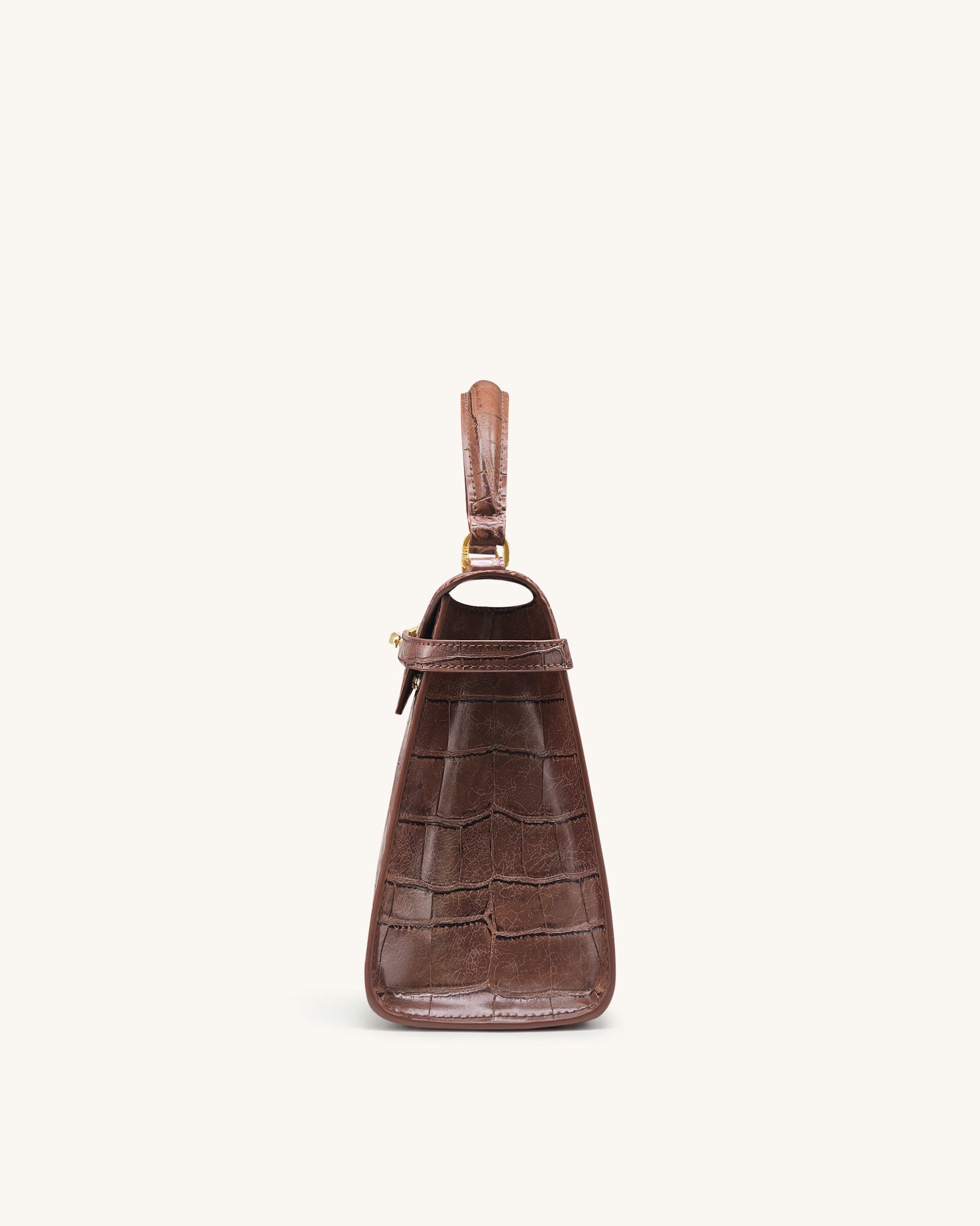 Elise Large Croc-Embossed Top Handle Bag - Chestnut Brown | JW PEI