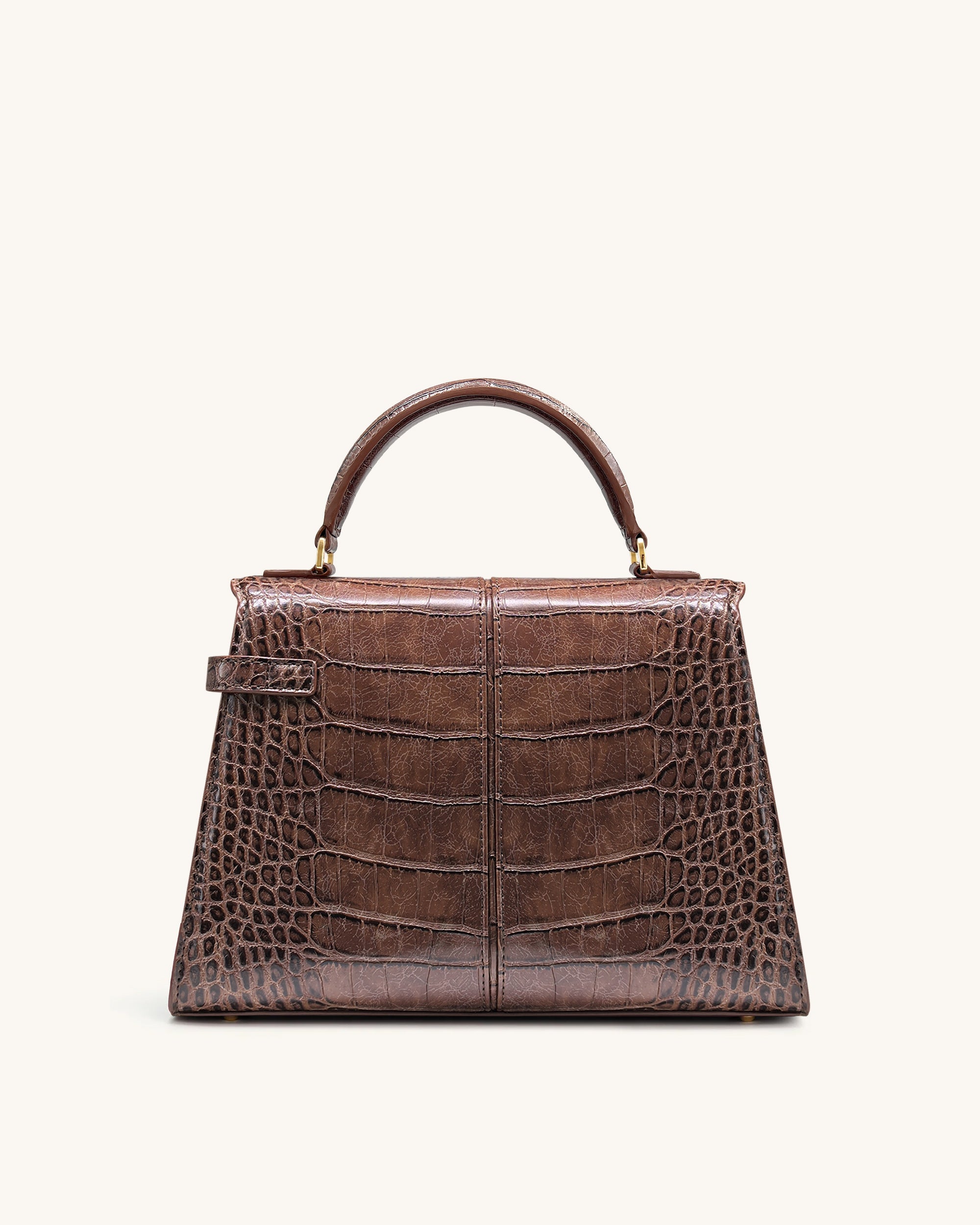 Elise Large Croc-Embossed Top Handle Bag - Chestnut Brown | JW PEI