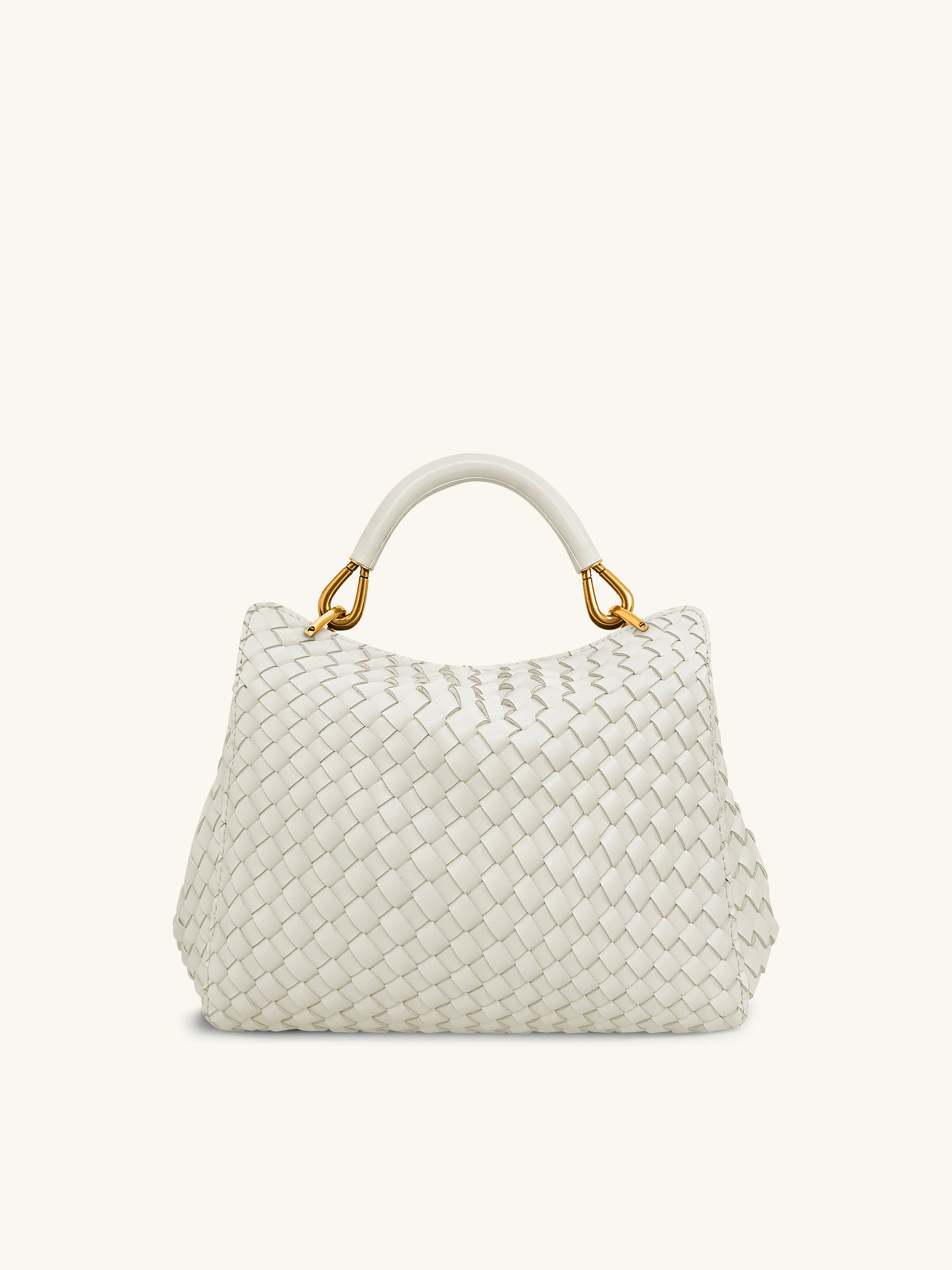 Lucia Classic Top Handle Woven Bag - White
