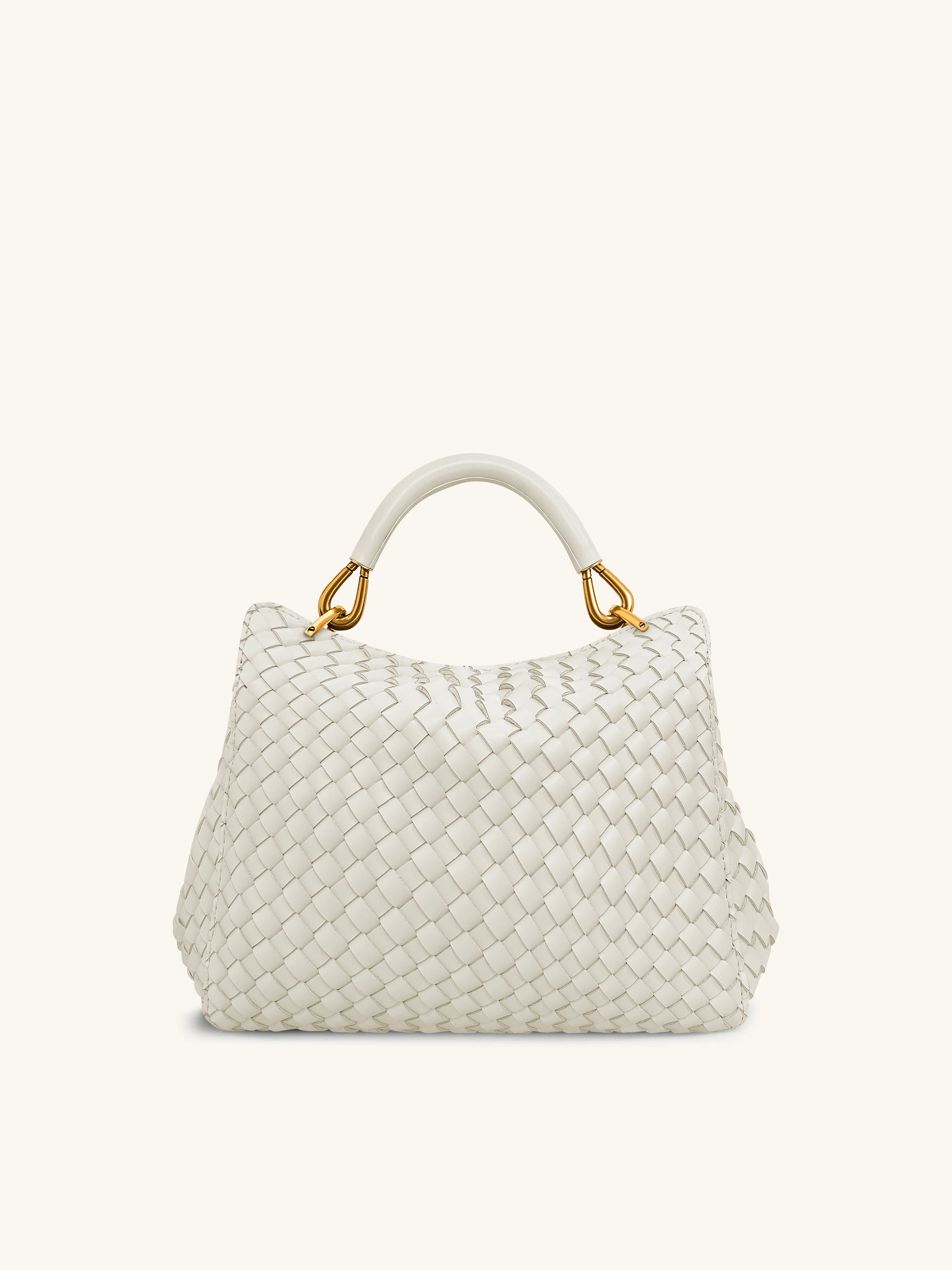 Lucia Classic Top Handle Woven Bag - White