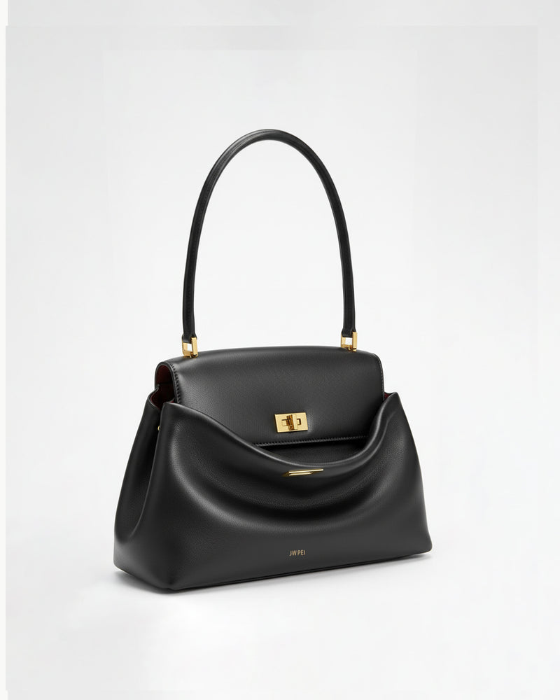 Luna Draped Shoulder Bag - Black
