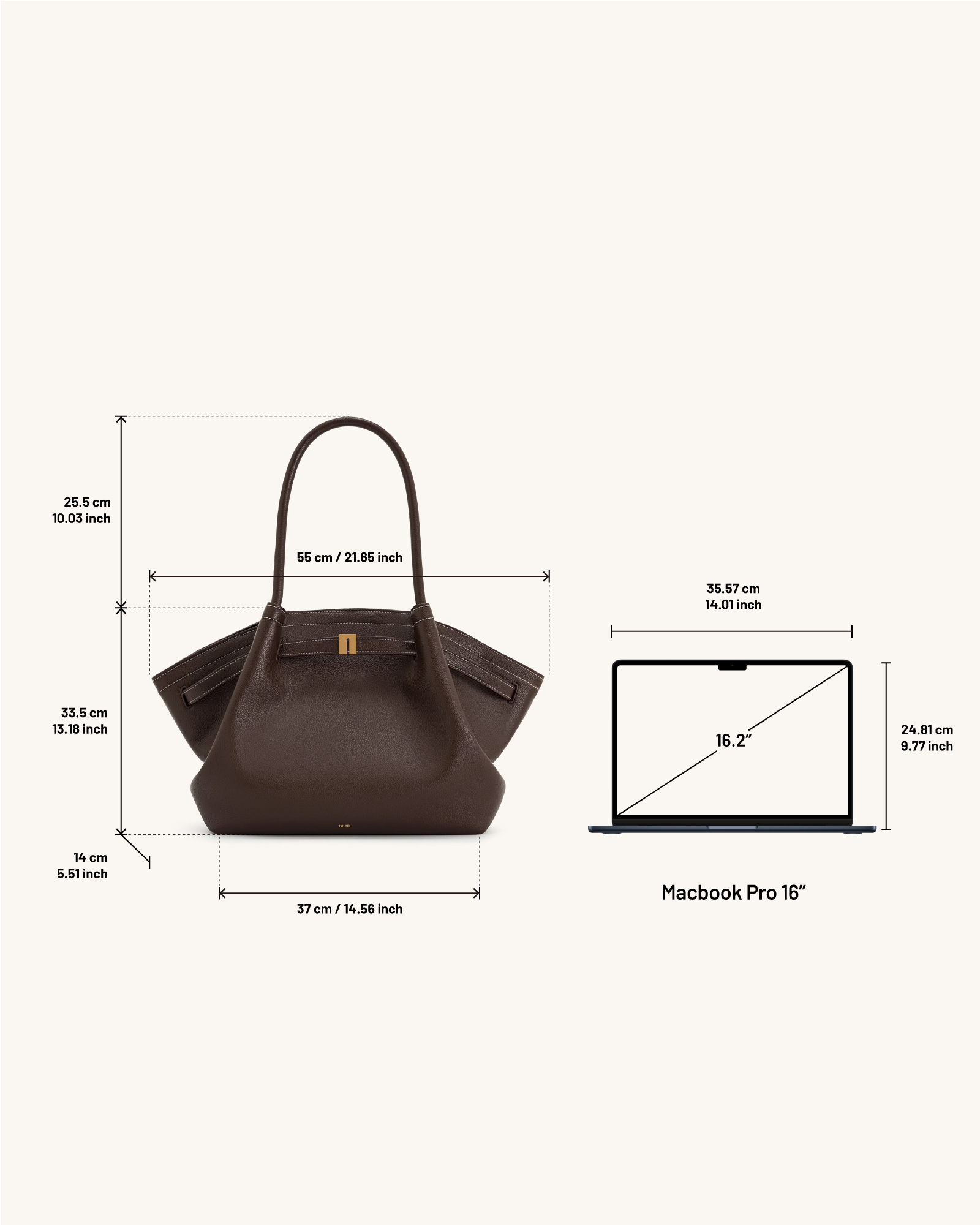 Hana Large Tote Bag - Dark Brown | JW PEI Hana Large Tote Bag - Dark Brown | JW PEI
