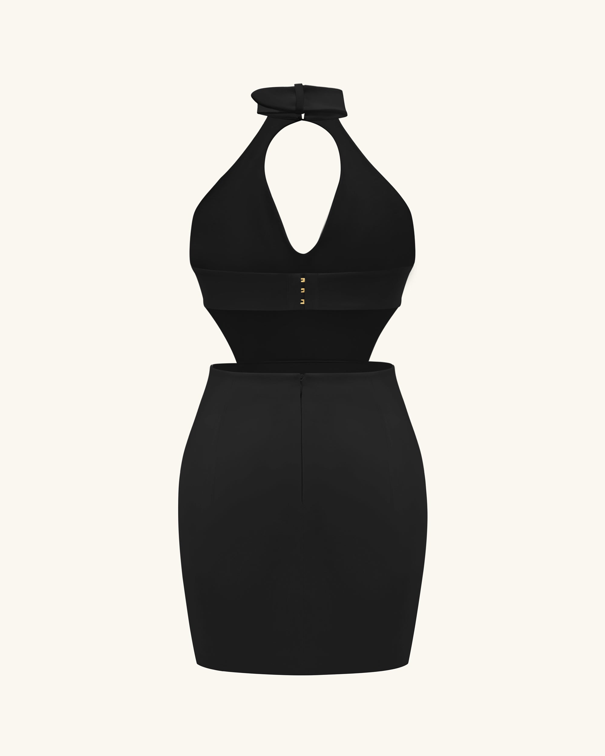 Gabriella Belted Cutout Halter Mini Dress - Black
