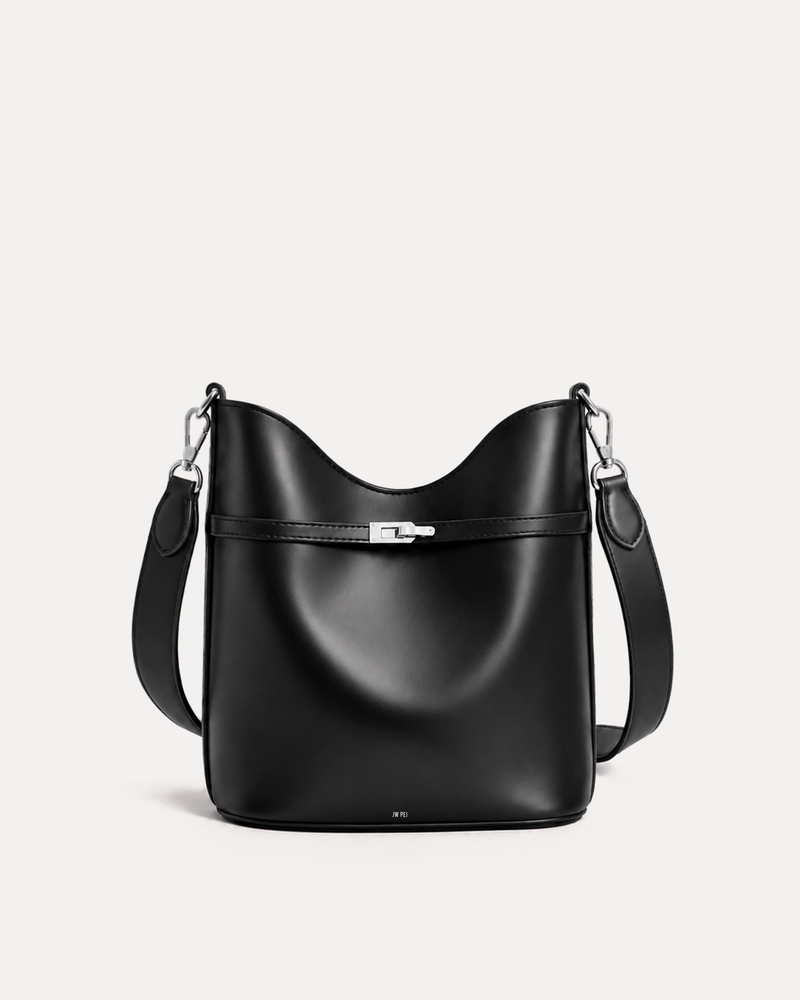 Luna Turn-Lock Bucket Bag - Black