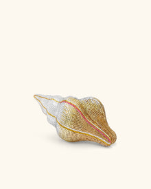 Conch Shape Faux Crystal Clutch - Gold