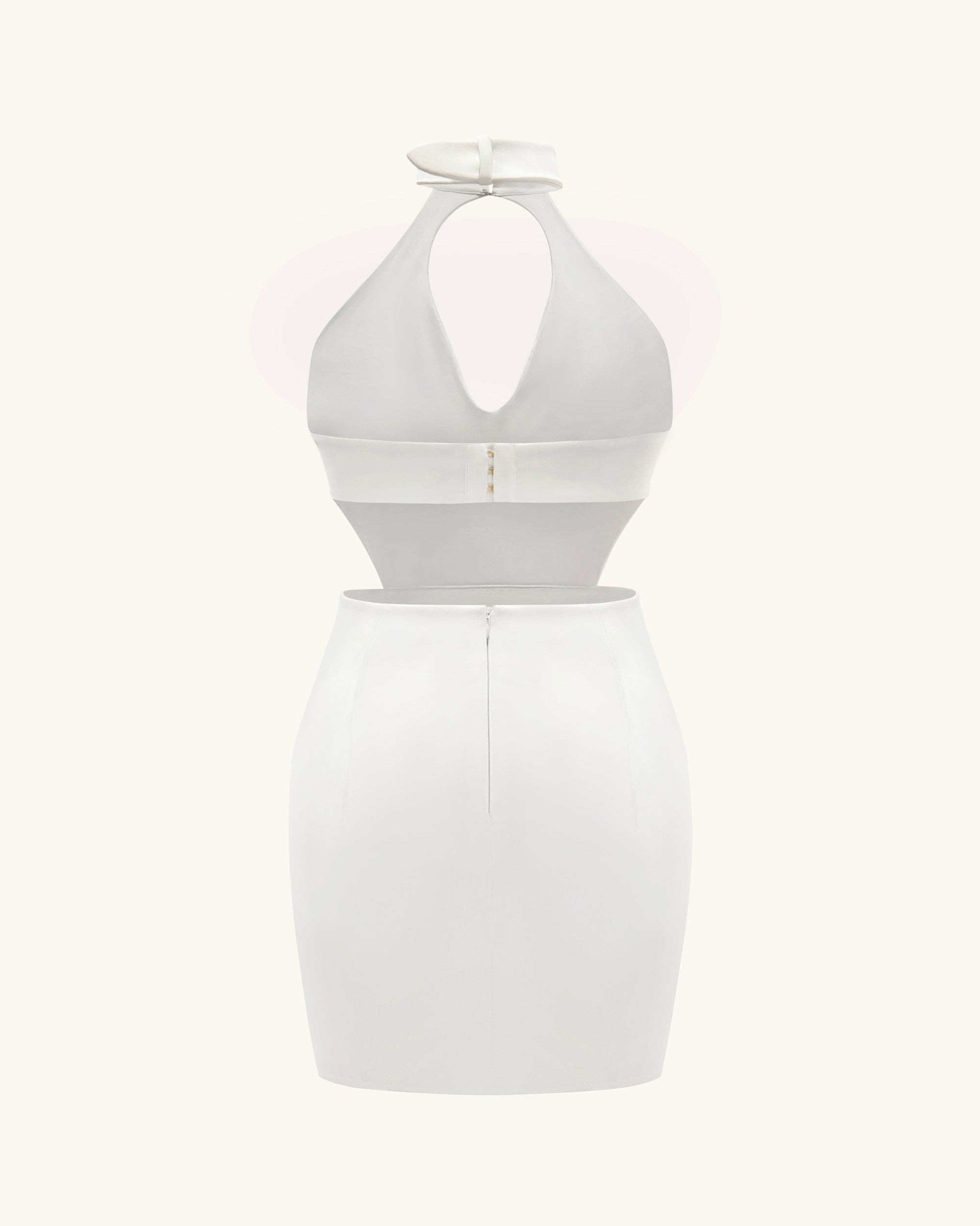 Gabriella Belted Cutout Halter Mini Dress - Ivory 8 | US Gabriella Belted Cutout Halter Mini Dress - Ivory 8 | US