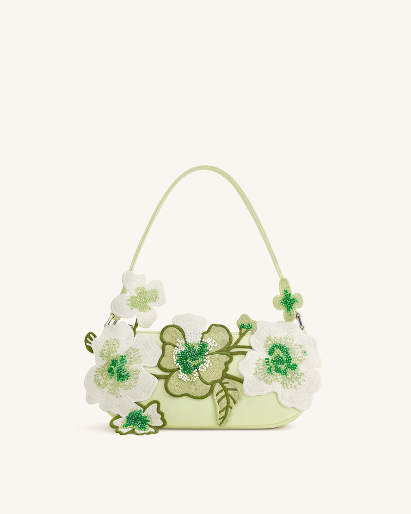 Leona Bead Embellished Shoulder Bag - Light Green