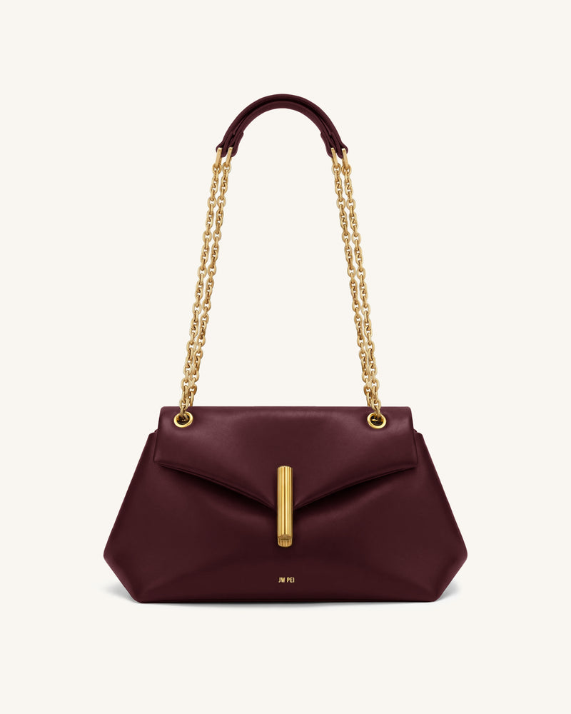 Valerie Chain Flap Shoulder Bag - Dark Burgundy