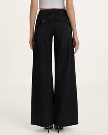 The Stellar Starburst Fray Wide-Leg Jeans - Black