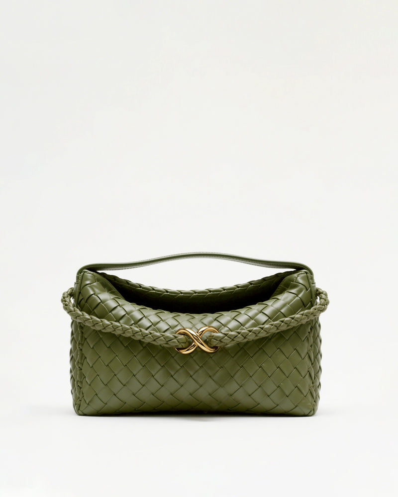 Ivy Woven Top Handle Bag - Green