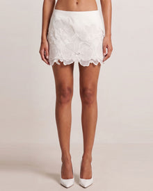 Orchid Embroidered Hem Mini Skirt - White