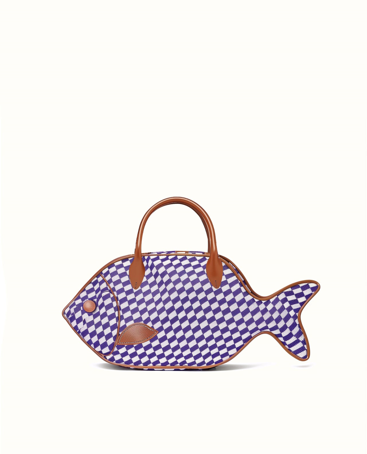 Blue and White Checkerboard Fish shape Clutch