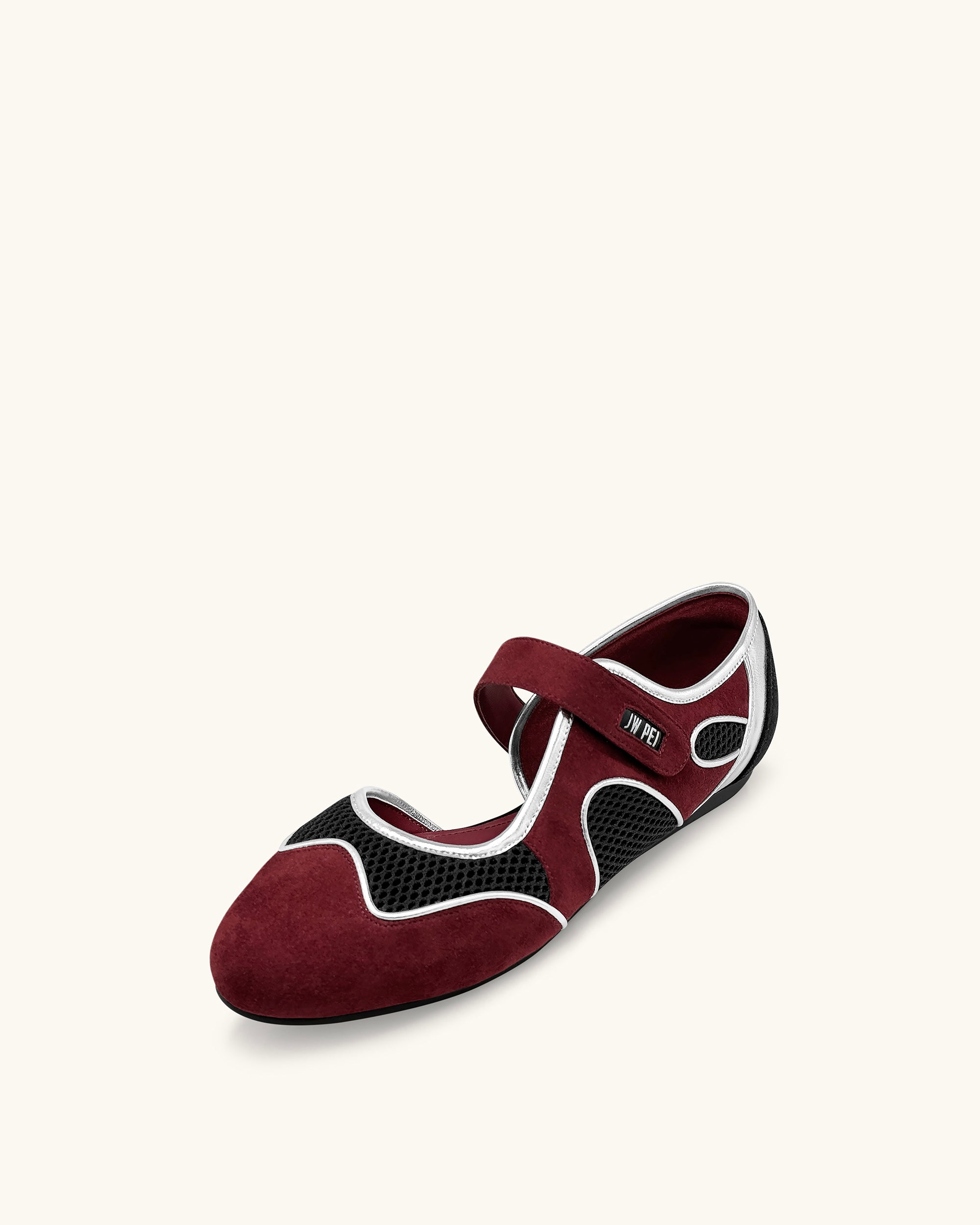 Zoe Mary Janes Flats – Burgundy Black | JW PEI
