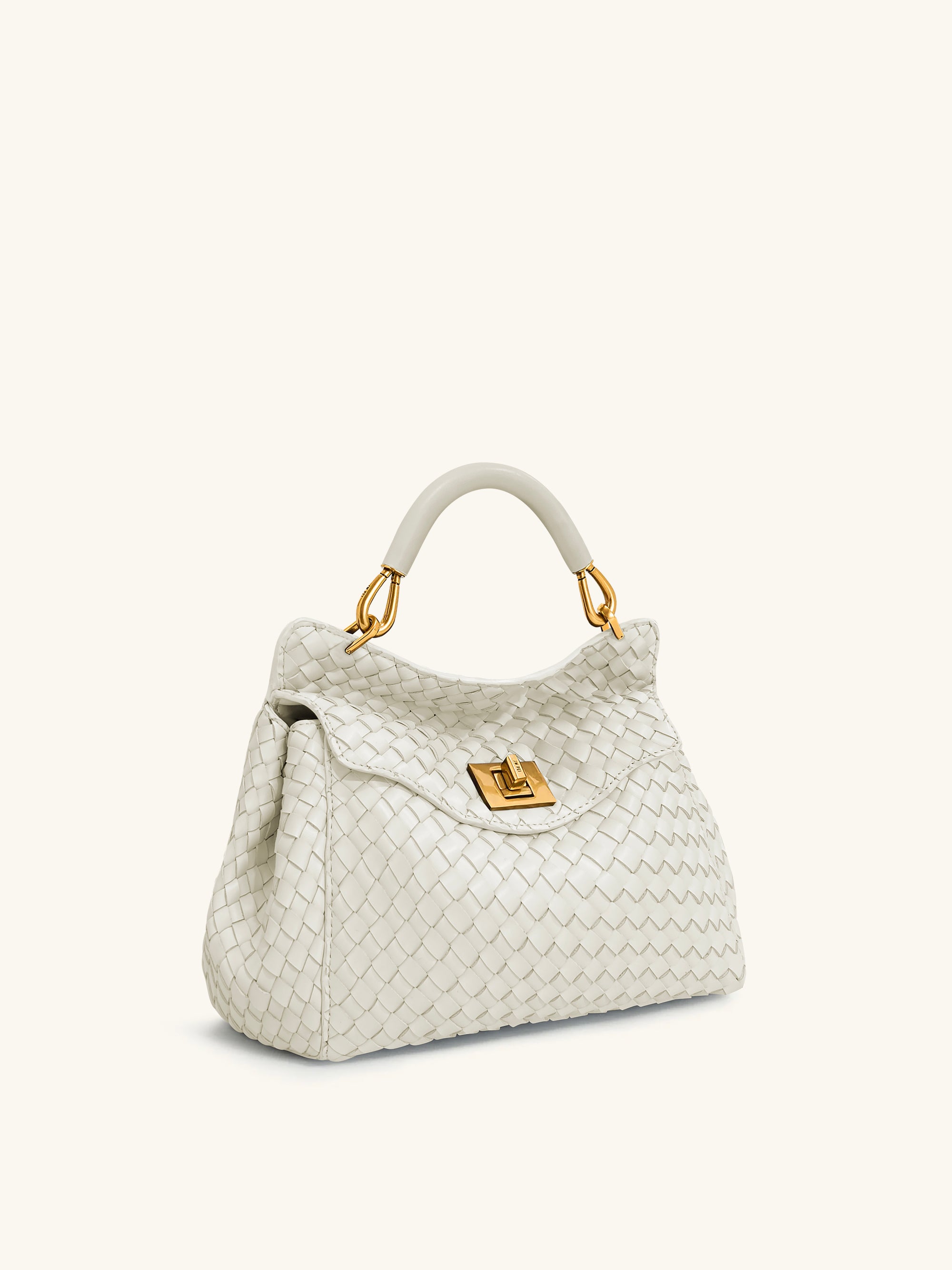 Lucia Classic Top Handle Woven Bag - White