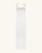 Flower Embroidered Dress - White/Pink