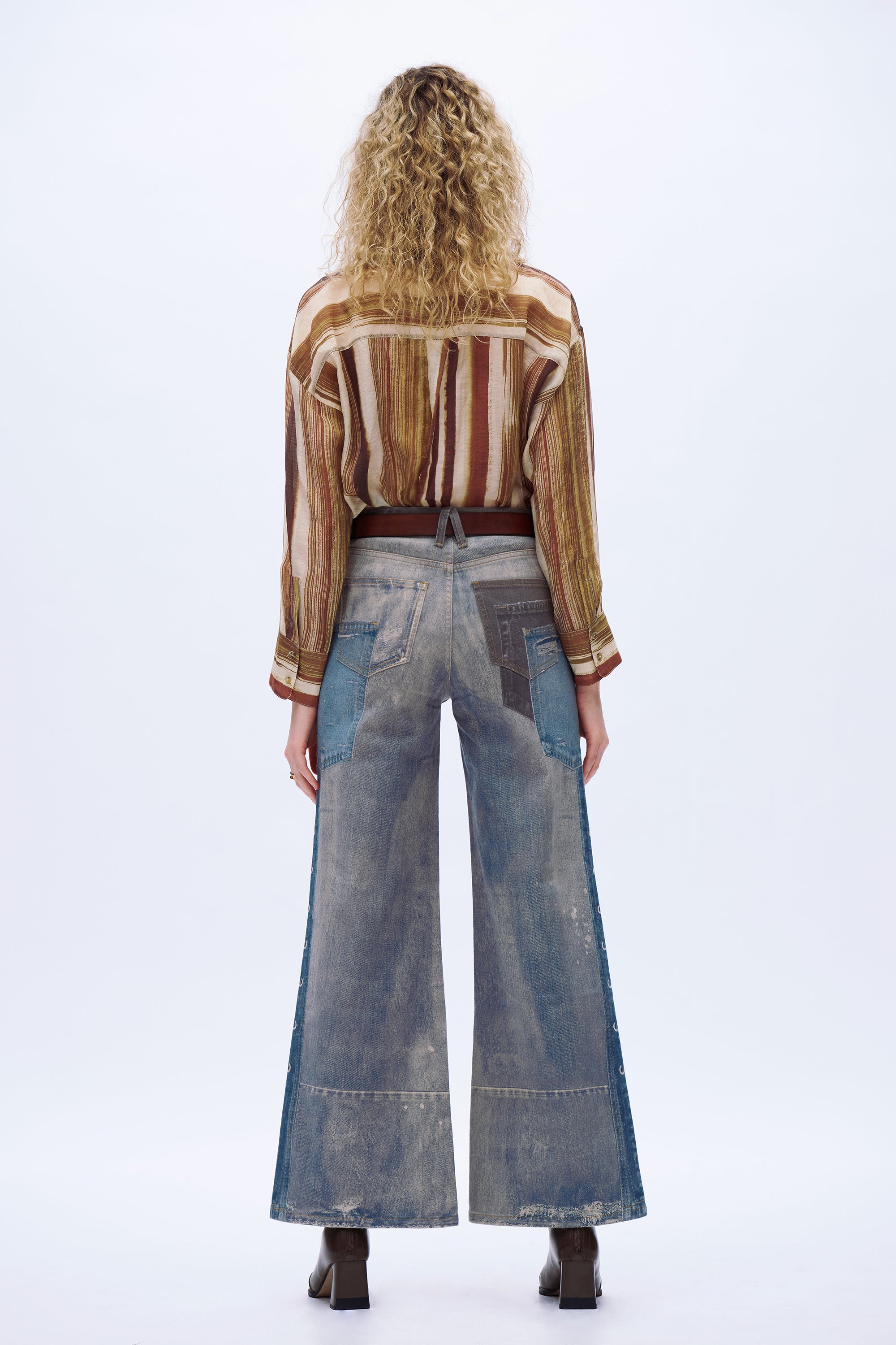 Distressed Wide-Leg Jeans - Light Blue