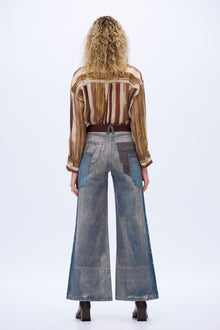 Distressed Wide-Leg Jeans - Light Blue