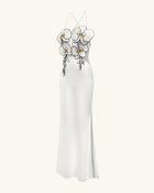 Orchid Embroidered Dress - White/Black