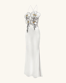 Orchid Embroidered Dress - White/Black